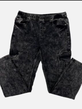 wonder nation Black Washed Cargo Jeans for Kids